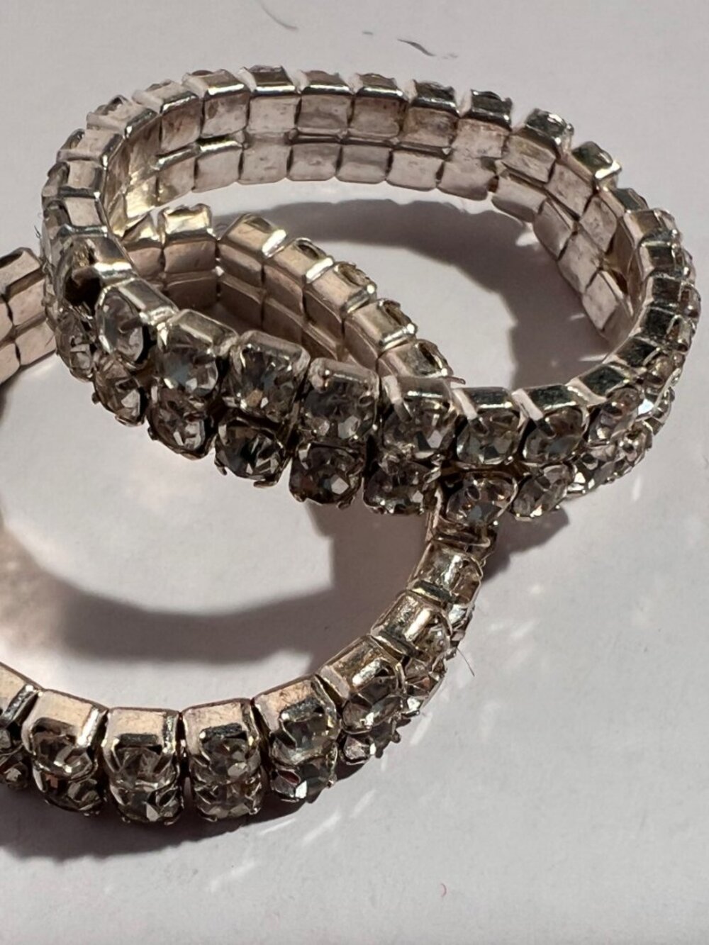Set of 2 Silver-Tone Rhinestone Stretch Rings - Picture 5 of 10